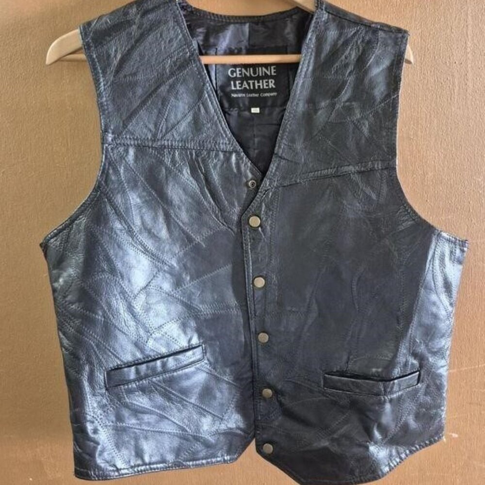 Vintage Navarre Leather Italian Stone Patchwork Vest Unisex/Men's XXL